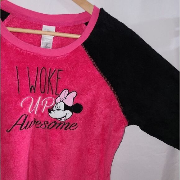 Disney Minnie Mouse I Woke Up Awsome Sleepwear Sweatshirt Size S - Picture 3 of 5